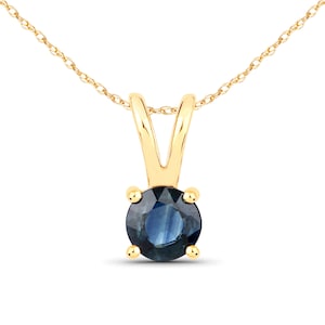 14k Gold Sapphire Pendant, Genuine Blue Sapphire Pendant Necklace 14k Yellow Gold, Minimalist Pendant, Dainty Blue Sapphire Pendant