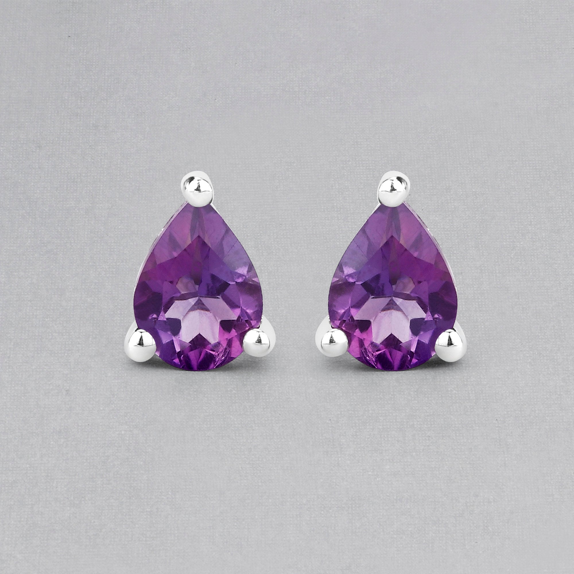 Amethyst Stud Earrings Natural Amethyst Pear Shape Stud Etsy