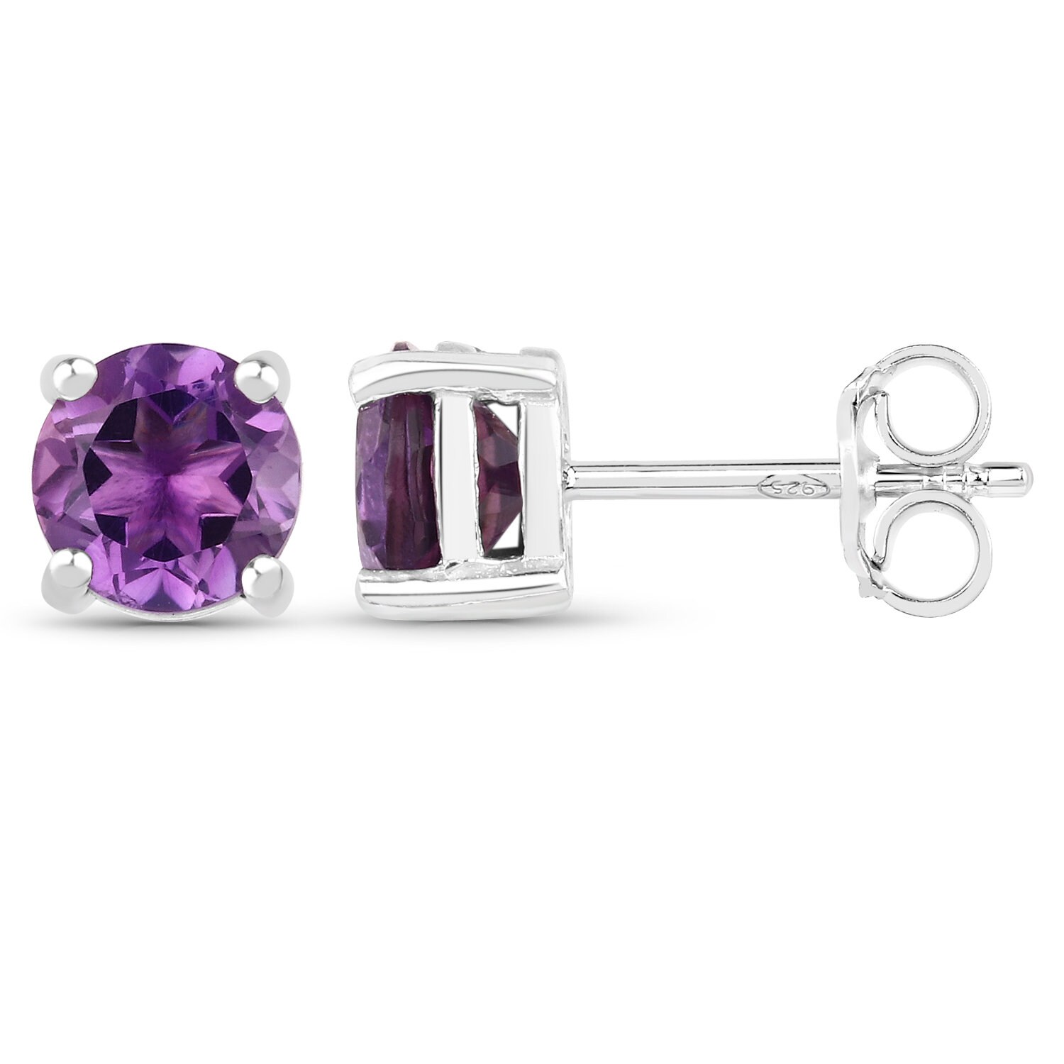 A pair of Amethyst stud earrings