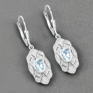 Aquamarine Earrings, Natural Aquamarine Silver Earrings, Light Blue Aqua Dangle Earrings, March Birthstone Earrings, Aquamarine Birthstone