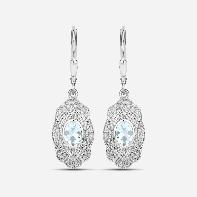 Aquamarine Earrings Natural Aquamarine Silver Earrings Light Etsy