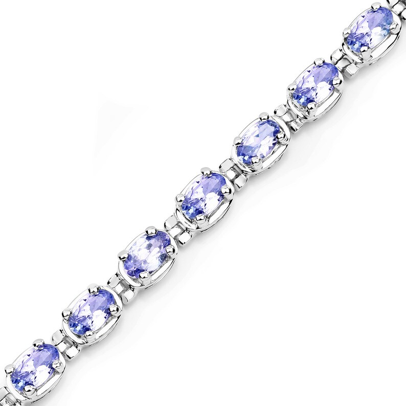 Tanzanite Bracelet, Natural Tanzanite Oval Tennis Bracelet in .925 Sterling Silver, December Birthstone Bracelet, Gifts for Her image 7