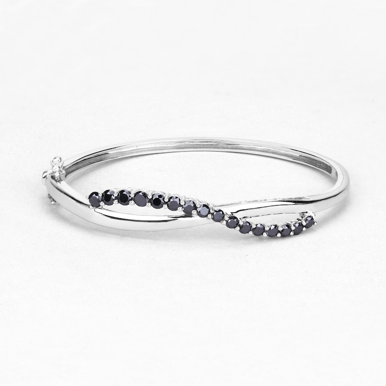 Black Diamond Bangle Bracelet Women