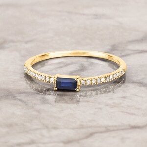 Blue Sapphire Ring, Gold Sapphire Ring, Sapphire Bridge Ring, Yellow Gold Ring, 14K Gold Ring, Royal Blue, Christmas Gift, Gifts For Her