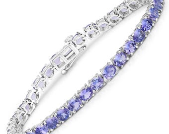 Tanzanite Bracelet, Genuine Tanzanite Sterling Silver Bracelet, Tanzanite Ovals Bracelet for Women, December Birthstone Tennis Bracelet