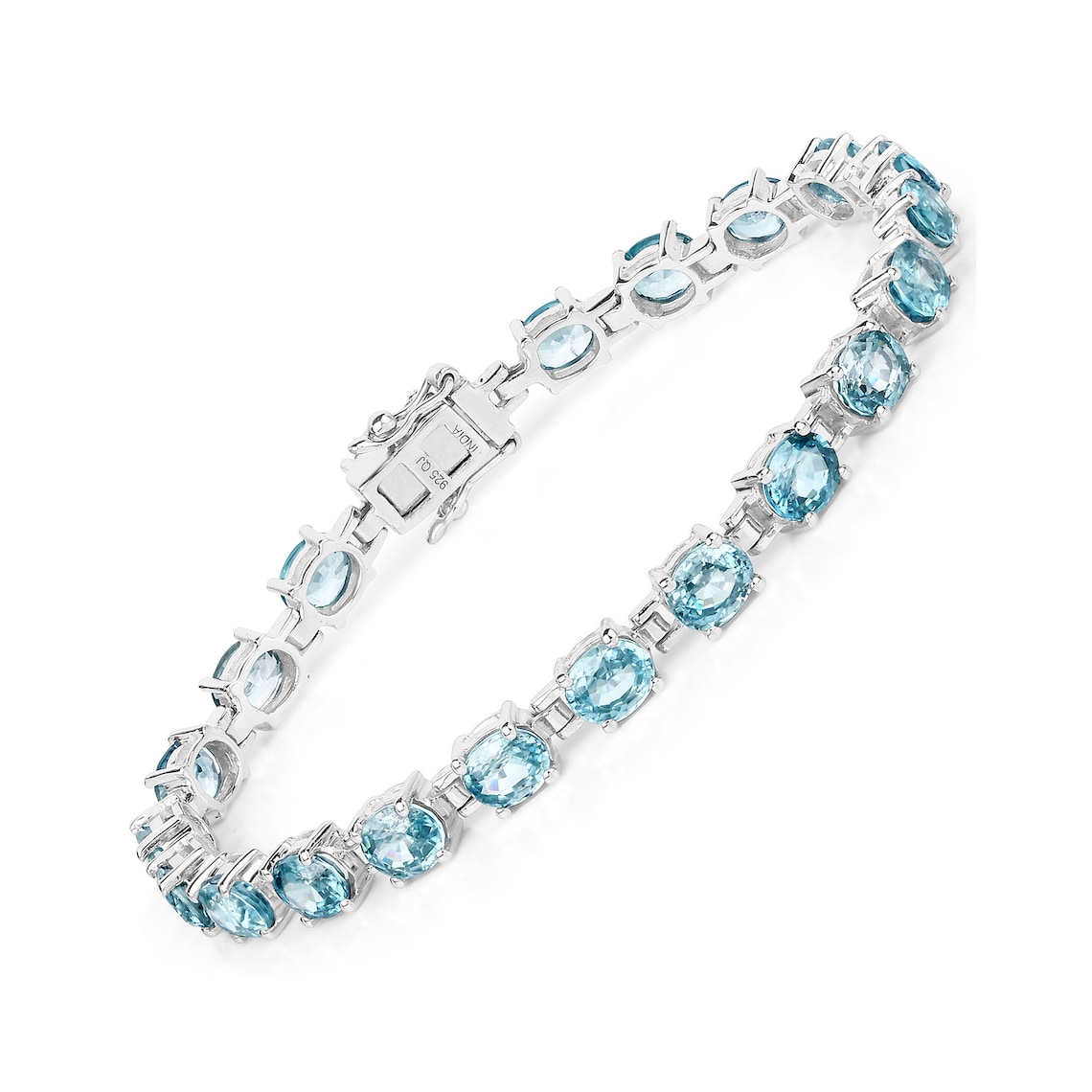 Blue Zircon Bracelet Natural Blue Zircon Ovals Silver Tennis Etsy