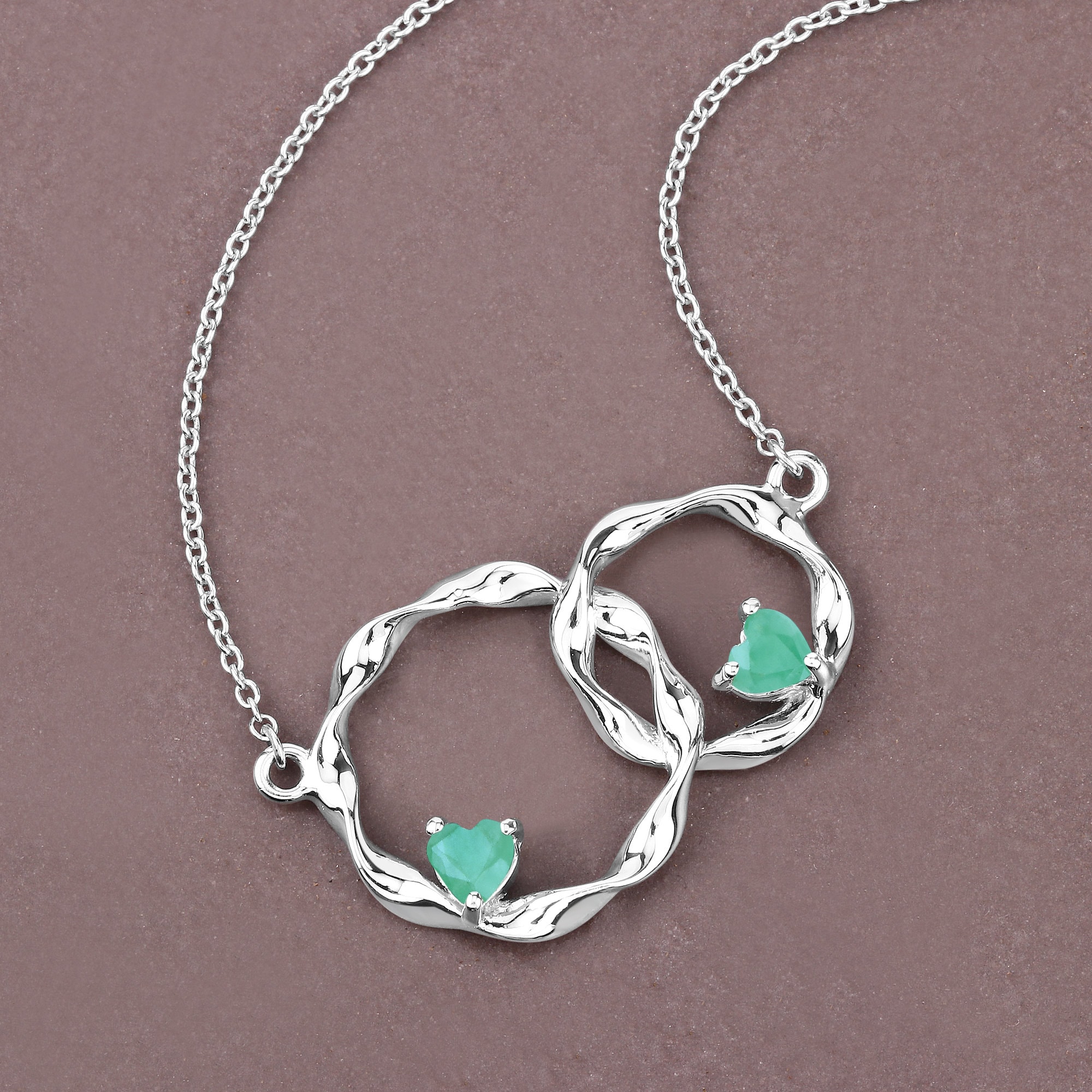 Emerald Infinity Necklace, Genuine Emerald Intertwined Emerald