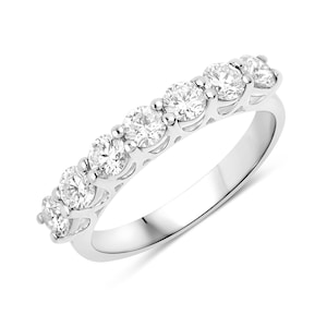 Gold Ring, 14k Gold Lab Grown Diamond Ring, 14k Gold Created Diamond Band, Stackable Diamond Engagement Rings, 7 Stone Gold & Diamond Band