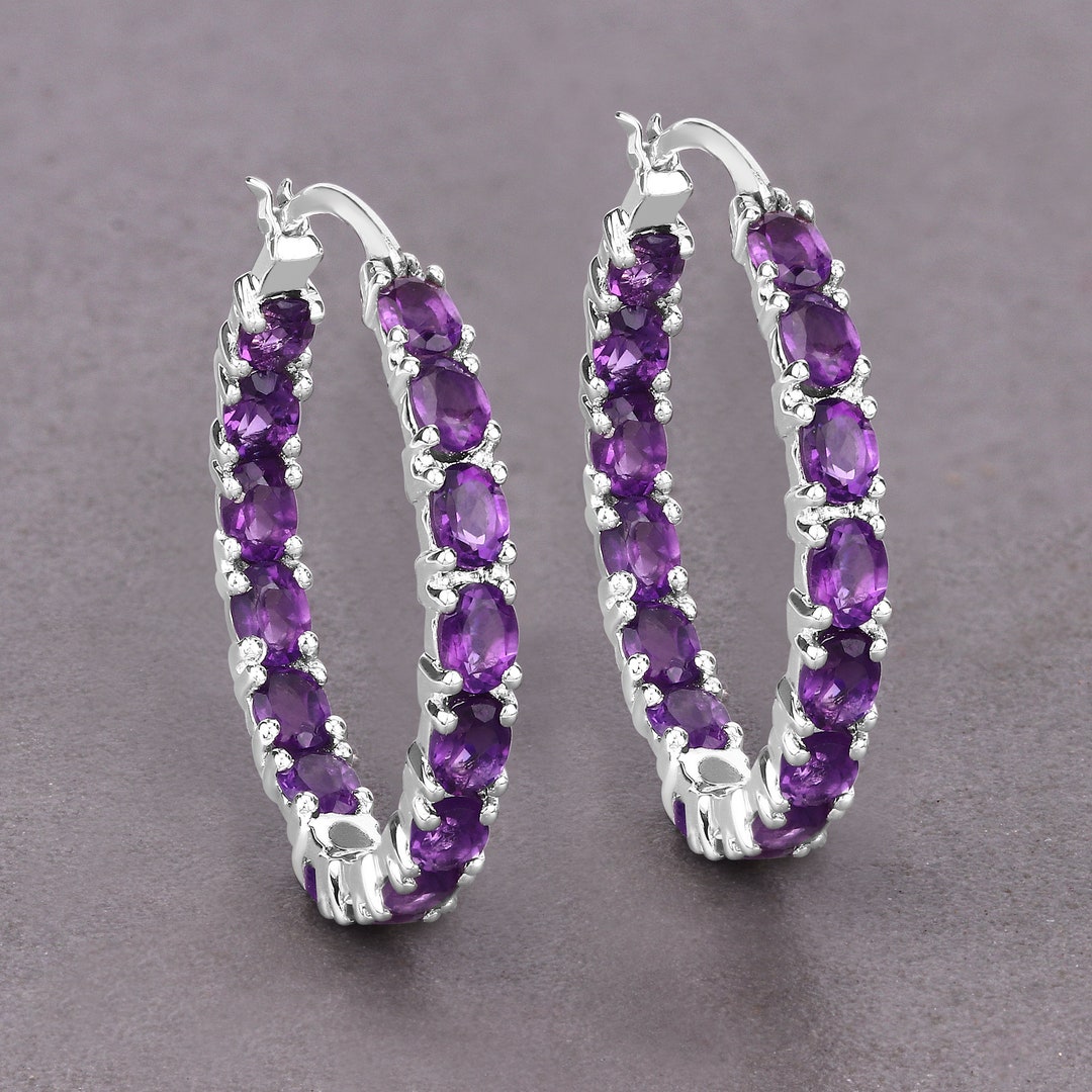 Amethyst Earrings, Genuine Amethyst Earrings Sterling Silver, Amethyst ...