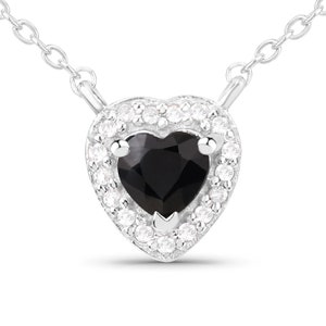 Sapphire Necklace, Natural Black Sapphire Silver Heart Necklace, Sapphire Heart Necklace, Valentine Gifts for Her, September Birthstone