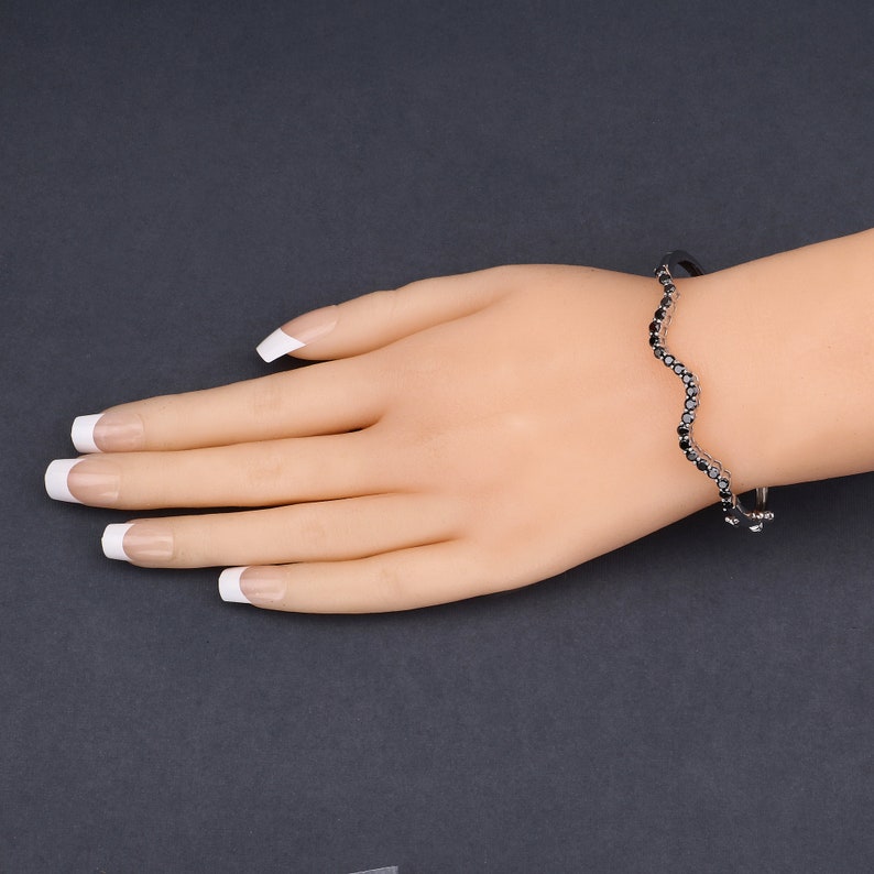 Black Diamond Bangle Bracelet Women