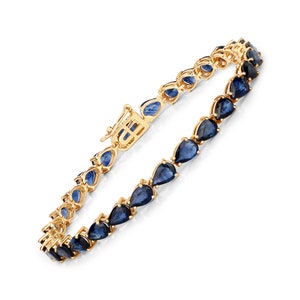 14k Gold Sapphire Bracelet, Genuine Blue Sapphire Gold Bracelet for Women, 14k Yellow Gold Sapphire Tennis Bracelet, Bridesmaid Bracelet