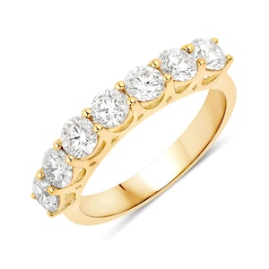 Gold Ring, 14k Gold Lab Grown Diamond Ring, 14k Gold Created Diamond Band, Stackable Diamond Engagement Rings, 7 Stone Gold & Diamond Band
