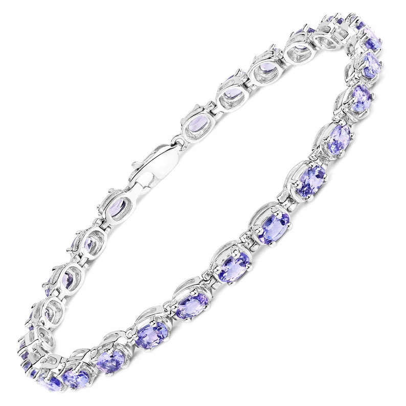 Tanzanite Bracelet, Natural Tanzanite Oval Tennis Bracelet in .925 Sterling Silver, December Birthstone Bracelet, Gifts for Her image 5