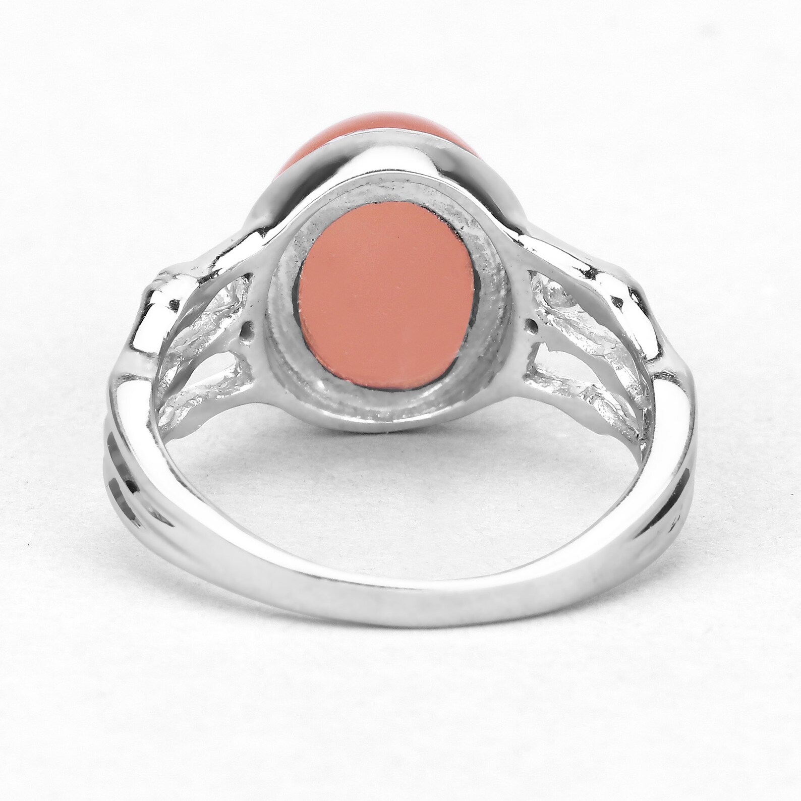 2.87 Carat Genuine Peach Moonstone and Tanzanite .925 Sterling Silver Ring