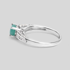 Emerald Ring, Natural Emerald Silver Ring, Emerald Cocktail Ring for Women, Sterling Silver Emerald Ring, May Birthstone Ring image 4