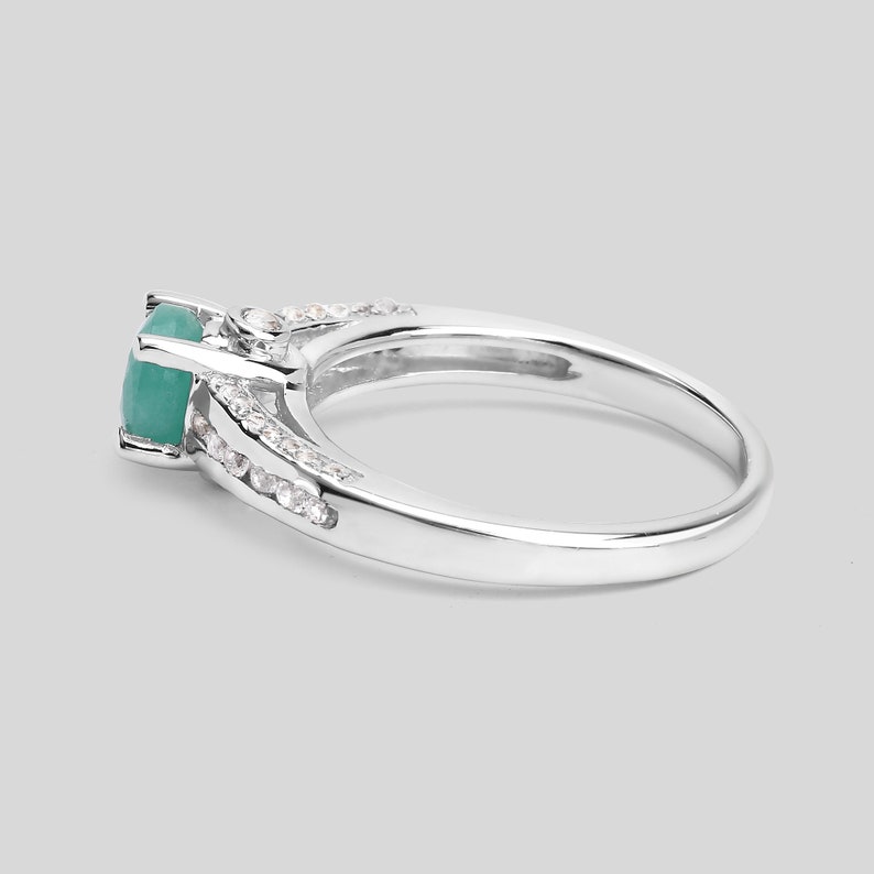 Emerald Ring, Natural Emerald Silver Ring, Emerald Cocktail Ring for Women, Sterling Silver Emerald Ring, May Birthstone Ring image 4