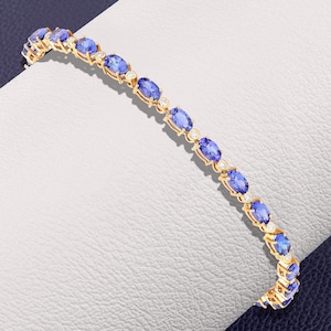 14K Gold Tanzanite & Diamond Bracelet, Tanzanite 14K White Gold Bracelet, Tanzanite Gold Jewelry, December Birthstone, Gift For Her