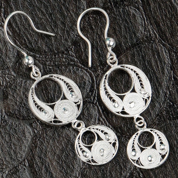 Woven Earrings, Handmade Wire Wrapped Sterling Silver Woven Earrings, Woven Sterling Silver Earrings, Comfortable Earrings, Artisan Earrings