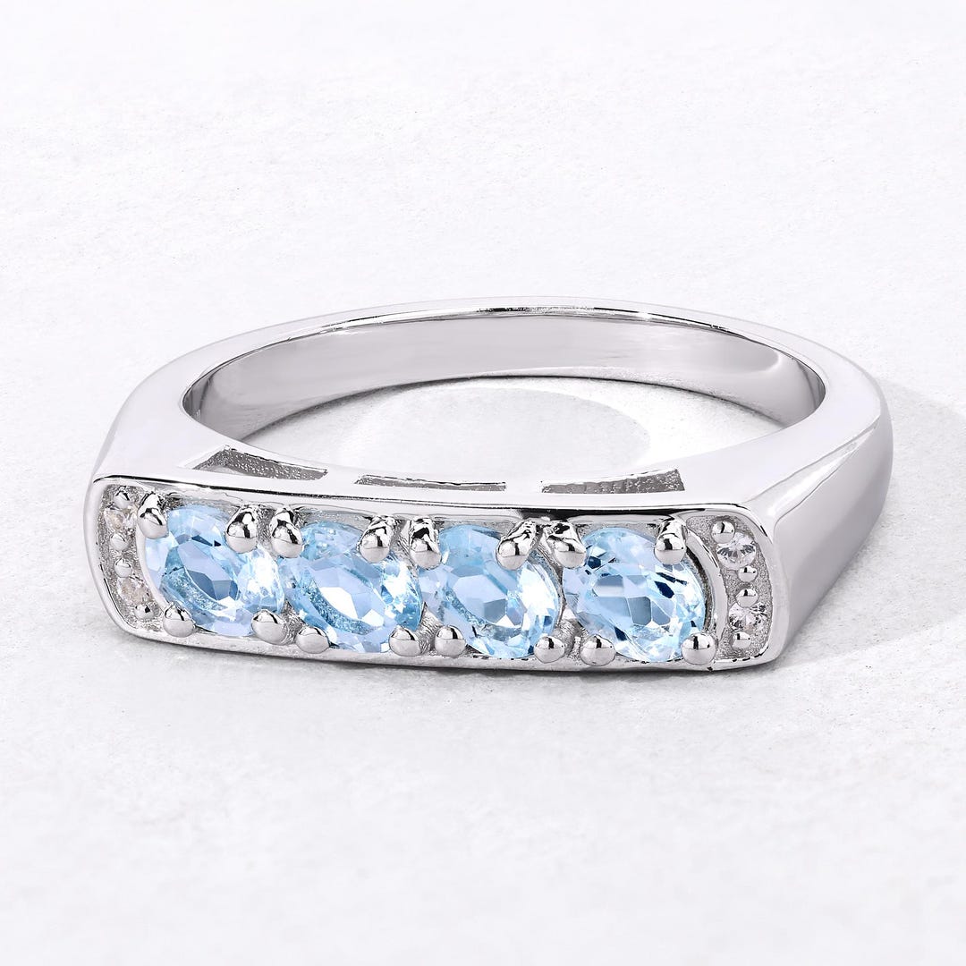 Real Blue Topaz Rings Real Blue Topaz Ring, Blue Topaz Sterling Silver Band Ring, Blue ...