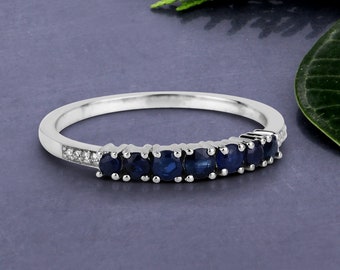 Sapphire, Sapphire Gold Eternity Ring, 14K Gold Sapphire, Blue Sapphire, Sapphire Diamond, Minimalist Ring, Royal Blue, Rings For Women