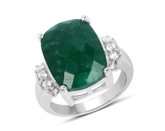 Emerald Ring, Emerald Silver Ring, Emerald Cocktail Ring, Sterling Silver Emerald Ring, May Birthstone Ring, Green Gemstone Ring