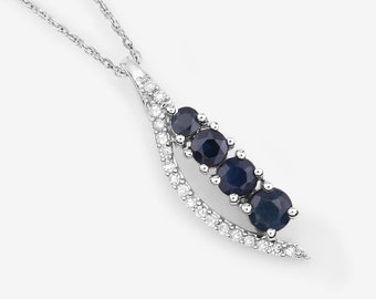 Blue Sapphire, Sapphire Pendant, Sapphire Necklace, 14K Gold Pendant, Sapphire Jewelry, 14K Gold Sapphire, Fine Jewelry, Christmas Gift