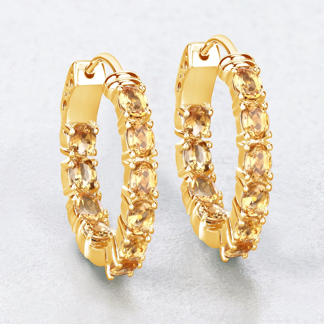 Citrine Small Hoop Earrings in Gold main image 0