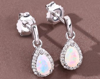 Opal Earrings, Ethiopian Opal Silver Dangle Earrings, October Birthstone Jewelry, Real Opal Jewelry, Gifts for Her, Christmas Gifts