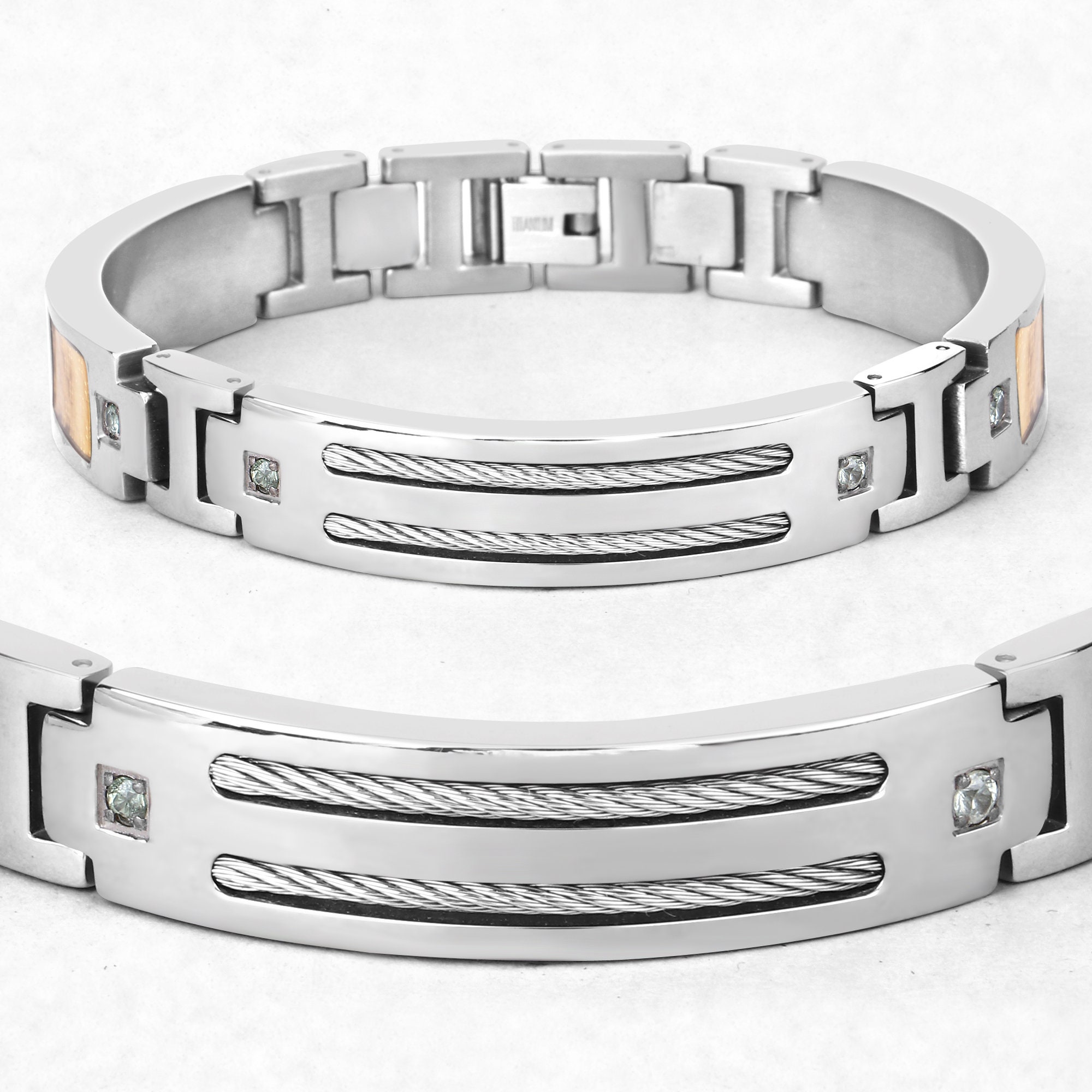 Titanium Men's Bracelet Mens Titanium Bracelet with Gold | Etsy