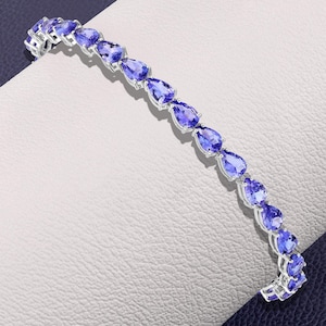 14K Gold Tanzanite Bracelet, Tanzanite Bracelet, Genuine Tanzanite Gold Bracelet, Tanzanite Jewelry, December Birthstone, Bridesmaid Gift