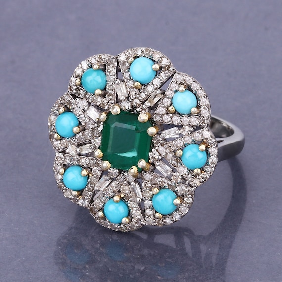 Turquoise emerald ring sale