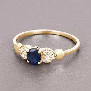 Blue Sapphire, Blue Sapphire Ring, Blue Sapphire Yellow Gold Ring, 14K Gold Sapphire, Promise Ring, Gold Ring For Women, Christmas Gift