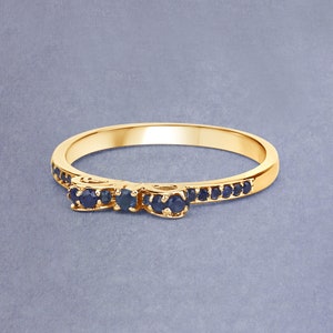 14K Gold Blue Sapphire Ring, Natural Blue Sapphire Yellow Gold Ring, Blue Gemstone Ring, Minimalist Ring, Dainty Sapphire Ring, Bridal Ring