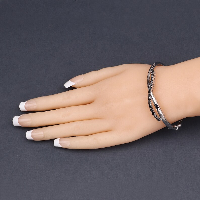 Black Diamond Bangle Bracelet Women