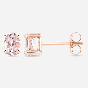 14K Rose Gold Plated 0.80 Carat Genuine Morganite .925 Sterling Silver Earrings, Natural Morganite Stud Earrings for Her