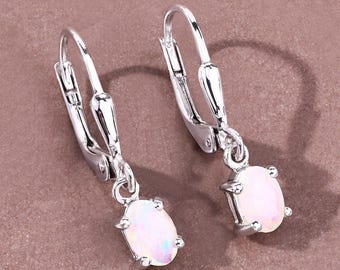 Opal Earrings, Ethiopian Opal Silver Dangle Earrings, October Birthstone Jewelry, Real Opal Jewelry, Gifts for Her, Christmas Gifts