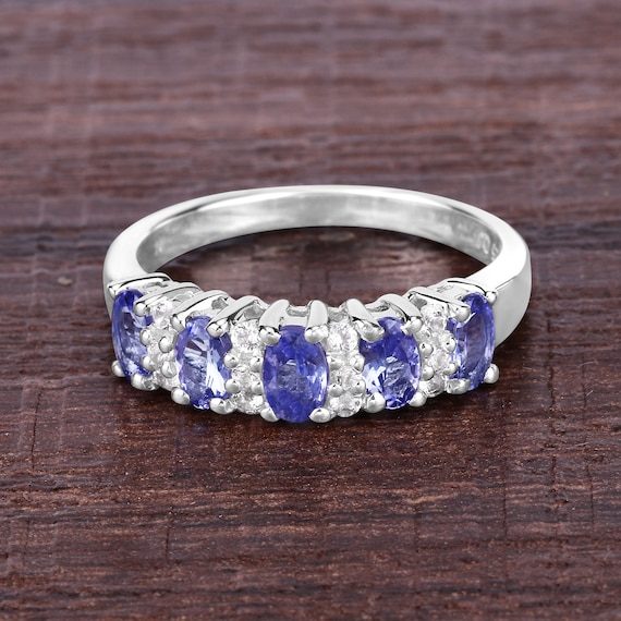 Sterling Silver 5 Stone Oval Genuine Gemstone Rings Sterling Silver 5 Stone Oval Genuine Gemstone Rings