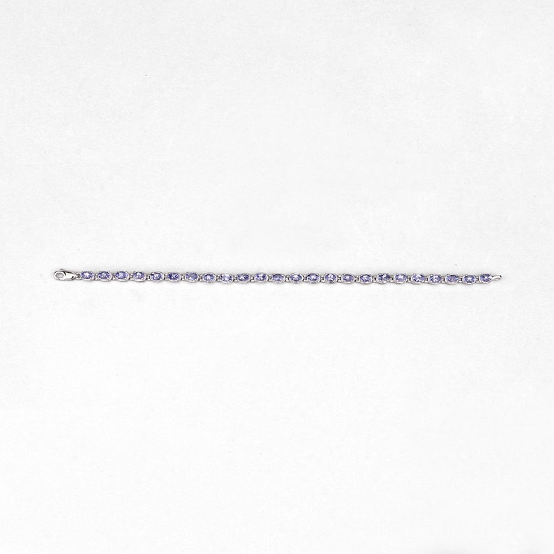 Tanzanite Bracelet, Natural Tanzanite Oval Tennis Bracelet in .925 Sterling Silver, December Birthstone Bracelet, Gifts for Her image 6