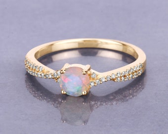 Ethiopian Opal, Ethiopian Opal Yellow Gold Ring, 14K Yellow Gold Ring, Opal Ring, Minimalist Jewelry, Gifts For Her, Rings For Women