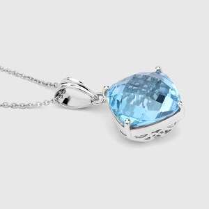 Natural Blue Topaz Pendant, Bold Blue Topaz Pendant, Blue Topaz Necklace, Silver Topaz Pendant