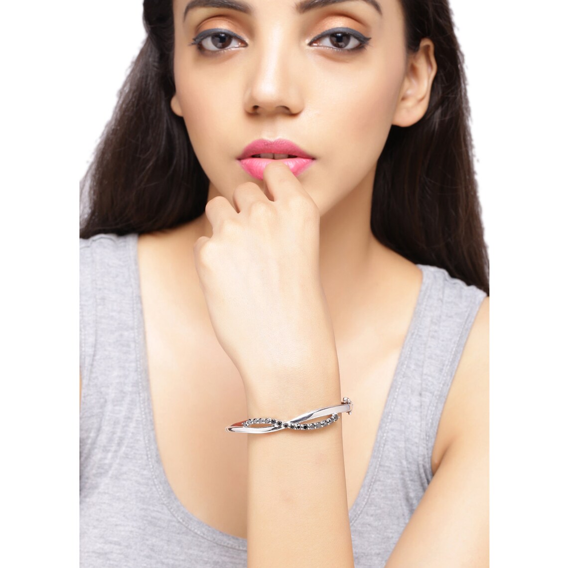 Black Diamond Bangle Bracelet Women