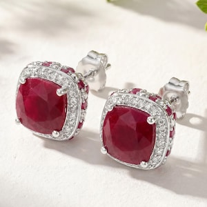 Ruby Earrings, Ruby Earrings 925 Sterling Silver, July Birthstone Earrings, Ruby Stud Earrings, Red Gemstone Earrings, Bridesmaid Gift