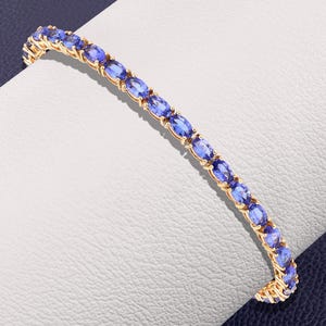 14K Gold Tanzanite Bracelet, Tanzanite Bracelet, Natural Tanzanite 14K Yellow Gold Bracelet, December Birthstone, Bridesmaid Gift