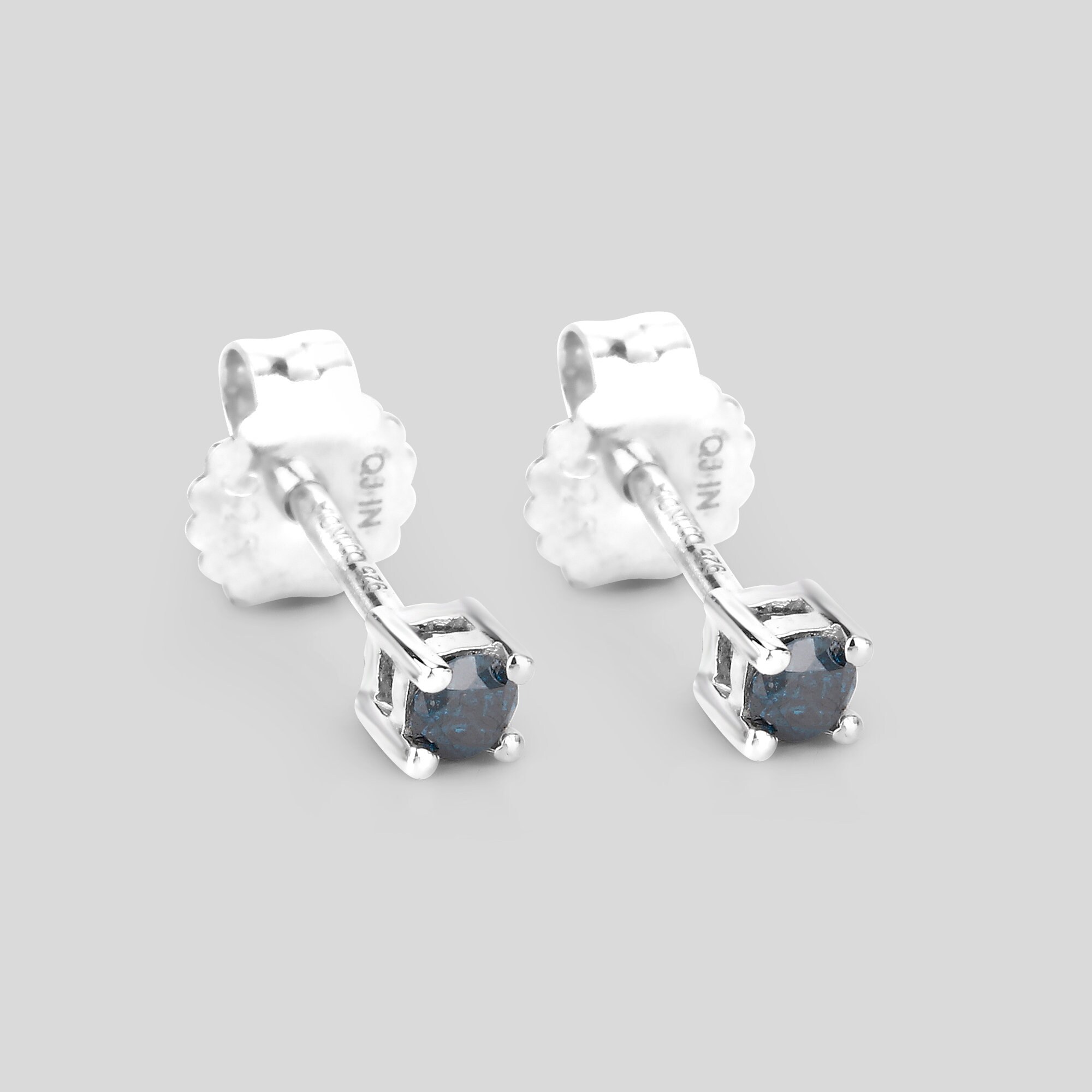 Blue Diamond Earrings Blue Diamond Silver Stud Earrings Etsy