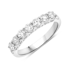 Gold Ring, 14k Gold Lab Grown Diamond Ring, 14k Gold Created Diamond Band, Stackable Diamond Engagement Rings, 7 Stone Gold & Diamond Band