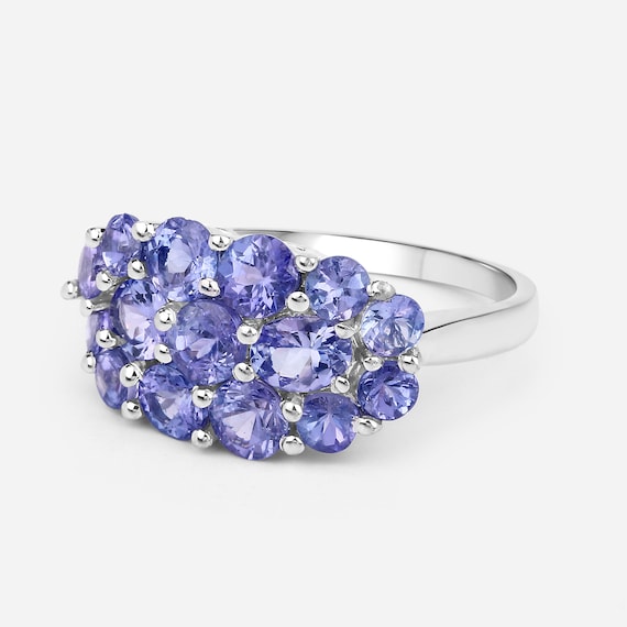 Aquamarine and Tanzanite Cluster Bead Earrings 14k Gold-plated Silver Aquamarine and Tanzanite Cluster Bead Earrings 14k Gold-plated Silver