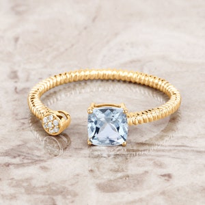 Aquamarine Jewelry, Genuine Aquamarine, Gold Aquamarine Ring, March Birthstone, Solid Gold Jewelry, 14K Gold Rings, Minimalist, Gift For Her