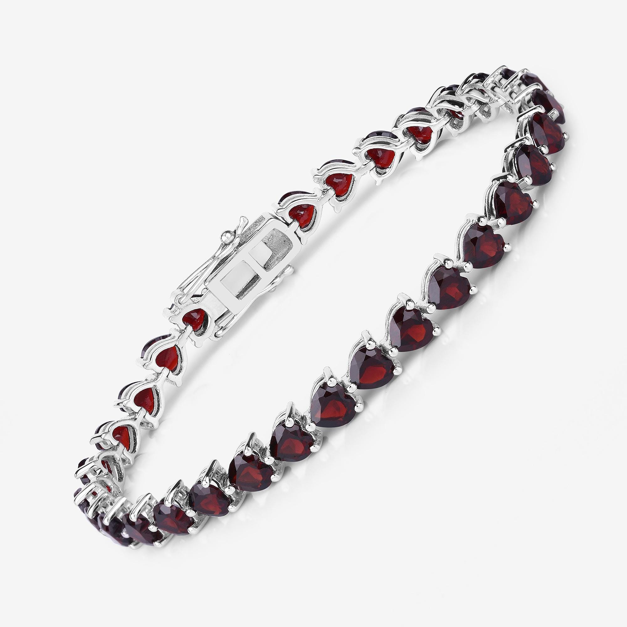 Garnet Bracelet, Genuine Garnet Heart's Tennis Bracelet in