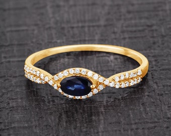 Blue Sapphire, Blue Sapphire Ring, Blue Sapphire Yellow Gold Ring, 14K Gold Sapphire, Sapphire Ring, Gold Ring For Women, Christmas Gift